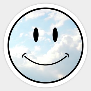 cloud background vintage classic Smiley Face Black Outline Sticker